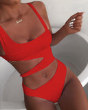 Hollow Out One Piece Swimsuit Swimwear