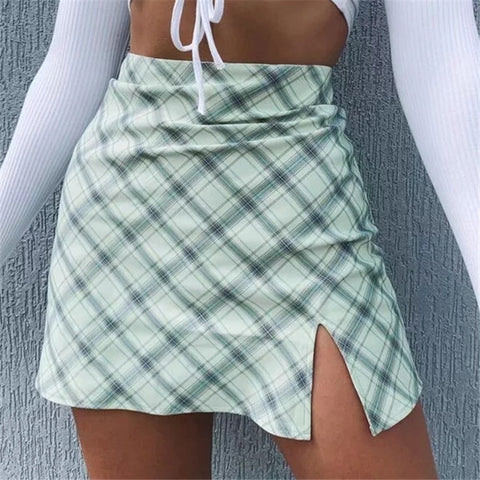 Printed Lattice High Waist Skirt
