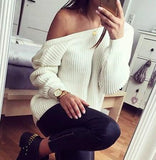 Fashion Backless Loose Solid Color Sweater