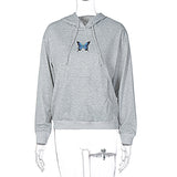 Hooded Embroidery Butterfly Loose Sweater