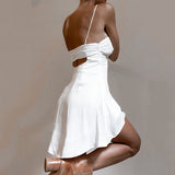 Slim Women'S Fashion White Sling Dress