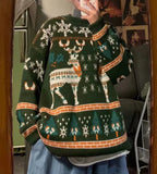 Loose Knit Reindeer Sweater