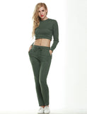 Fashion round neck long-sleeved two-piece pants