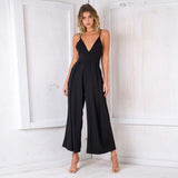 Sexy V-neck Sling Loose Backless Rompers Jumpsuit Trousers