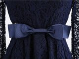 Retro Lace Long Sleeved Slim Matching Belt Dress