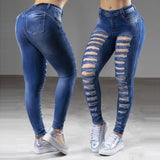 Design Women's High Waist Blue Denim Pants