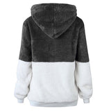 Hoodie Plush Color Block Pullover Sweater