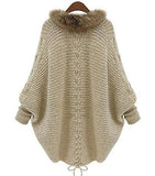 Faux Fur Collar Cardigan Knit Sweater Outerwear