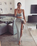 Sexy Solid Color Two Piece Set