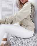 Apricot Sequin Wings Casual Long Sleeves Sweater