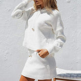 Hooded Tops Long Sleeve  Skirt Two-Piece Suit