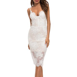 Embroidered Sexy V-Neck Lace Bodycon Dress
