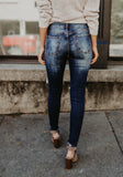 Womens Mid Waist Slim Break Hole Jeans