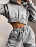 Drawstring Hooded Top & Pants Two Piece Set
