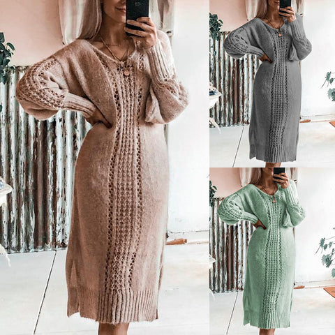 Fashion Knitted Pullover Sweater Dress