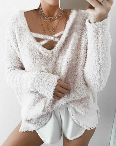 Loose Long Sleeve Knitting Sweater Top