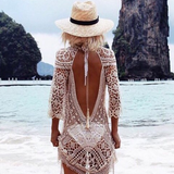 Sexy White Beachwear Lace Dress