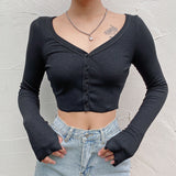 Long Sleeve Knit Cardigan T-shirt Top