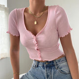 Fashion Exposed Navel Short Sleeve Top