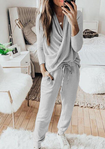 Crossed Fashion Long Sleeve Two Piece Set