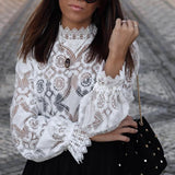 Sexy Lace White Blouses Shirt Crop Top