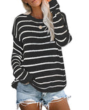 Round Neck Long Sleeve Knitted Pullover Sweater Top