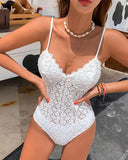 V-neck Embroidery One Piece Swimsuit