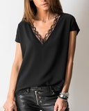 Women's Lace V-neck T-shirt Top
