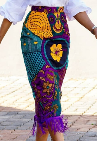 Printed Women'S High Waist Bag Hip Plus Size Skirt