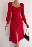 Casual Sexy Red Long Sleeve Dress