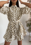 Casual Zebra Print Short Sleeve Print Jumpsuit