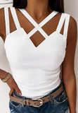 Elegant Women's Solid Color Cross Slim Shirt Top