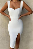 Sling Slim Solid Color V-Neck Sleeveless Dress
