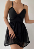 Women's V-Neck Black Sling Sleeveless Dress