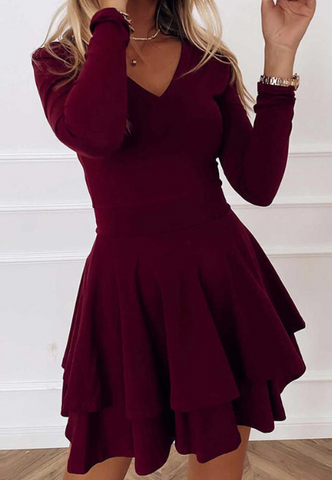 Women'S Fashion Solid Color Slim Long Sleeves Dress