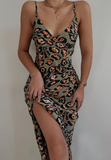 Leopard Print Split Sling Sleeveless Dress
