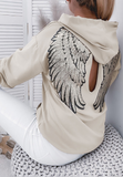 Apricot Sequin Wings Casual Long Sleeves Sweater