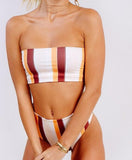 Womens Fashion Striped Swimsuit Bikini Set