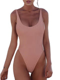 Solid Color One Piece Swimsuit Swimwear