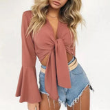 Womens Sexy Flared Sleeve Loose T-Shirt Top