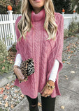 Pullover High Neck Solid Color Loose Sweater Top