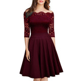 Fashion Womens Solid Color Lace Dress