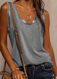 Casual Loose Solid Color Sleeveless Vest Tops