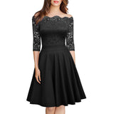 Fashion Womens Solid Color Lace Dress