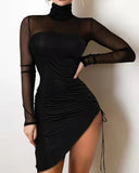 Women's Body Bag Hip Lace Stitching Black Dress