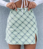 Printed Lattice High Waist Skirt
