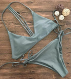 Sexy Green Bandage Beach Swimwear Bikini Set