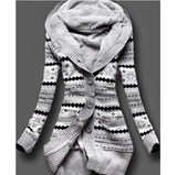 Long-Sleeved Knitting Stripe Coat