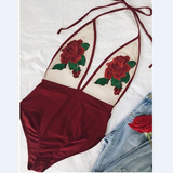 Fashion Hanging Neck Embroidered Swimsuit