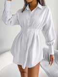 Women's Casual Irregular Button Long Sleeve Dress